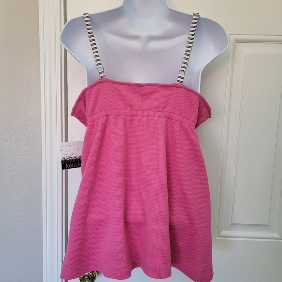 NWT Kensie Pink Sleeveless Top Striped Straps Lace And Button Accents Size M - Picture 4 of 10